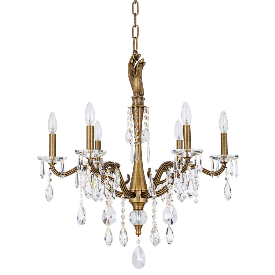 Ilumine Six Light Crystal Drop Chandelier