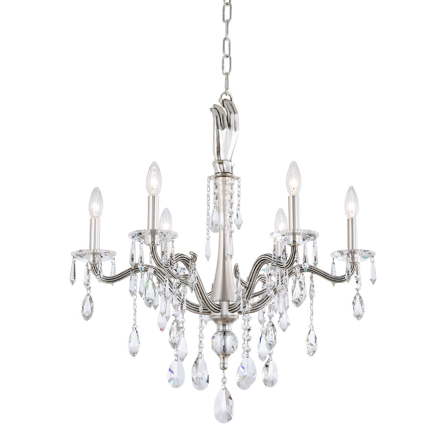 Ilumine Six Light Crystal Drop Chandelier